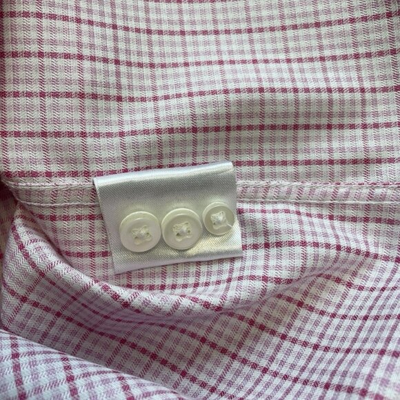 EGARA BUTTON UP SHIRT MENS M SLIM FIT NON IRON CASUAL DRESS CHECK CONTRAST CUFF - Picture 7 of 11